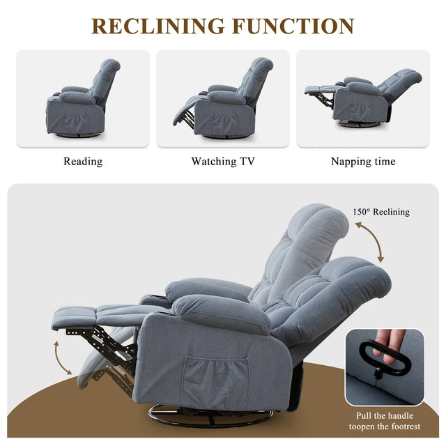 3D Kneading Heated Rocker Recliner Chair With USB Port - Omega Lifestyles