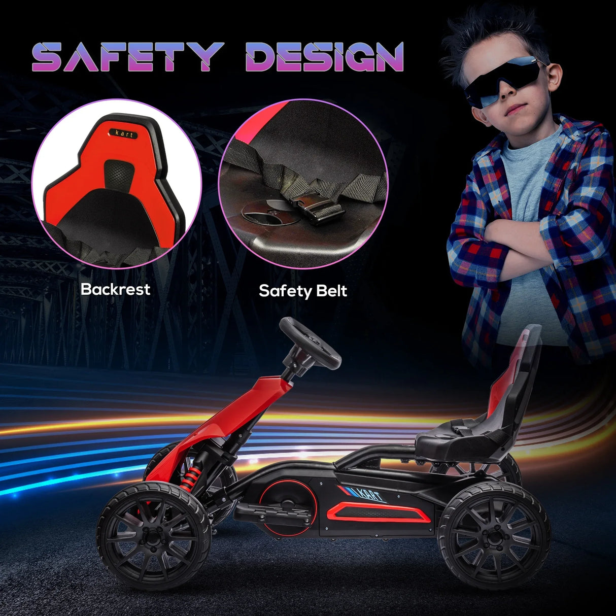 Kids 12V Electric Ride-On Go Kart With Safety Features - Omega Lifestyles