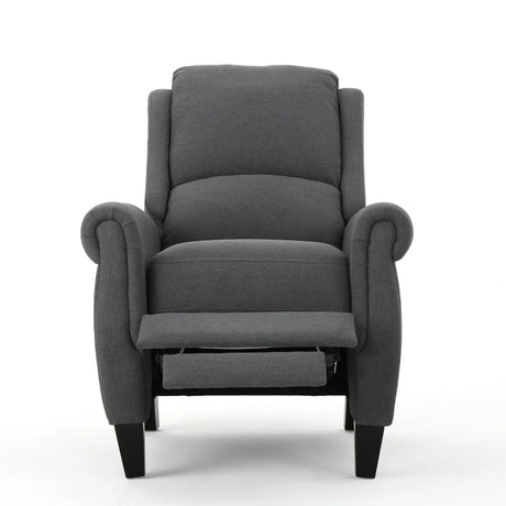 Charcoal Fabric Push Rack Recliner With Rubberwood Legs - Omega Lifestyles