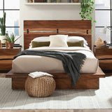 Queen Farmhouse Smokey Walnut Wood Platform Bed