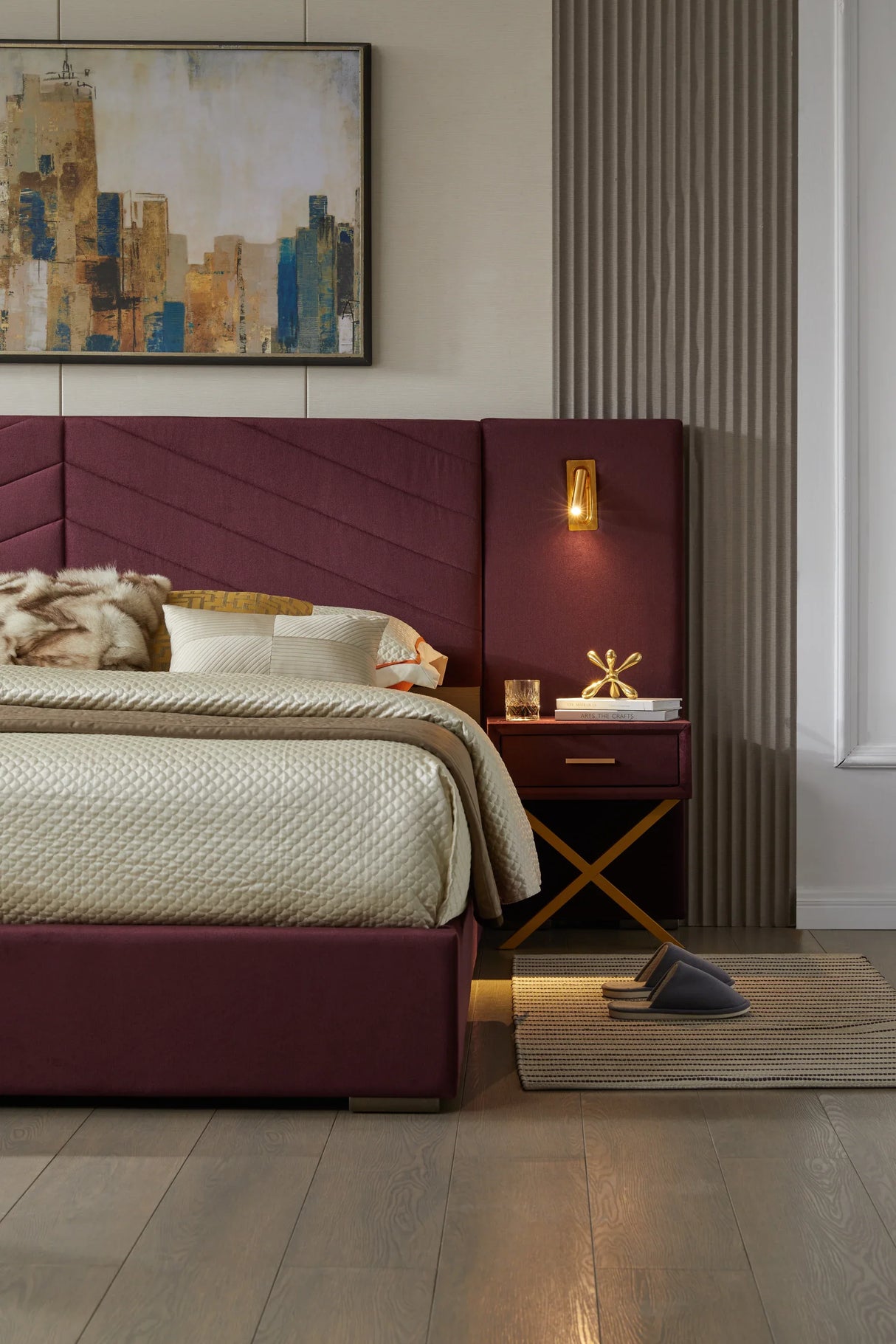 Queen Velvet Upholstered Wingback Bed Frame - Omega Lifestyles