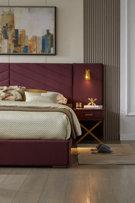 Queen Velvet Upholstered Wingback Bed Frame - Omega Lifestyles