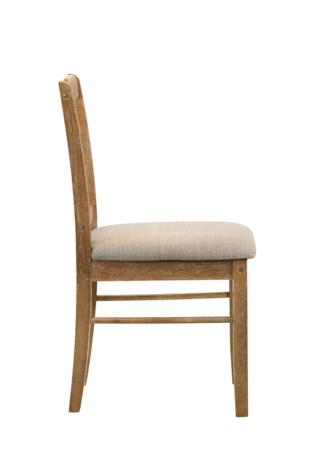 5PC Oak Finish Synthetic Wood Upholstered Dining Set - Omega Lifestyles