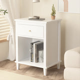 White MDF Kids Wooden Nightstand With Drawer Shelf - Omega Lifestyles