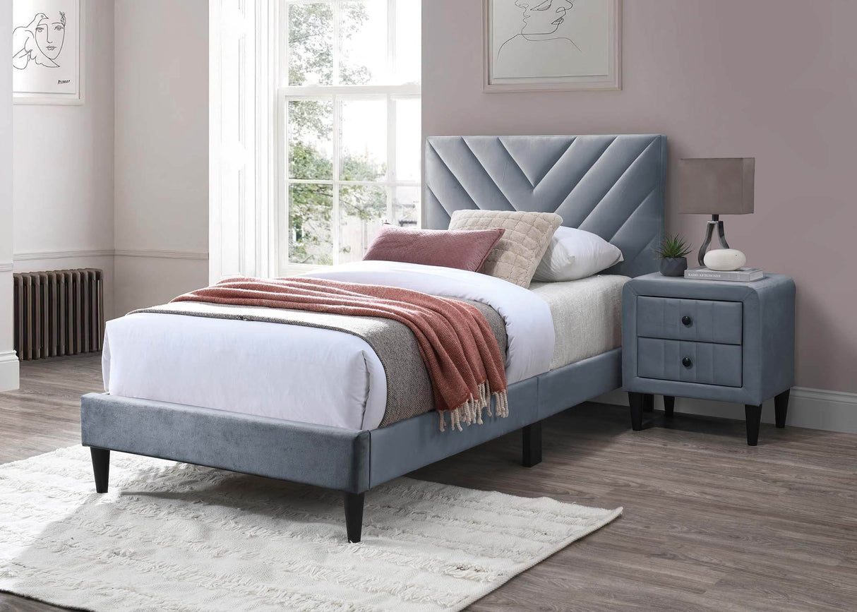 Adjustable Headboard Velvet Twin Bed Frame