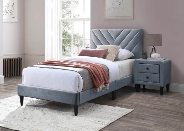 Adjustable Headboard Twin Velvet Upholstered Bed Frame - Omega Lifestyles