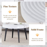 White Marble Pattern Round MDF Metal Coffee Table - Sleep Galleria