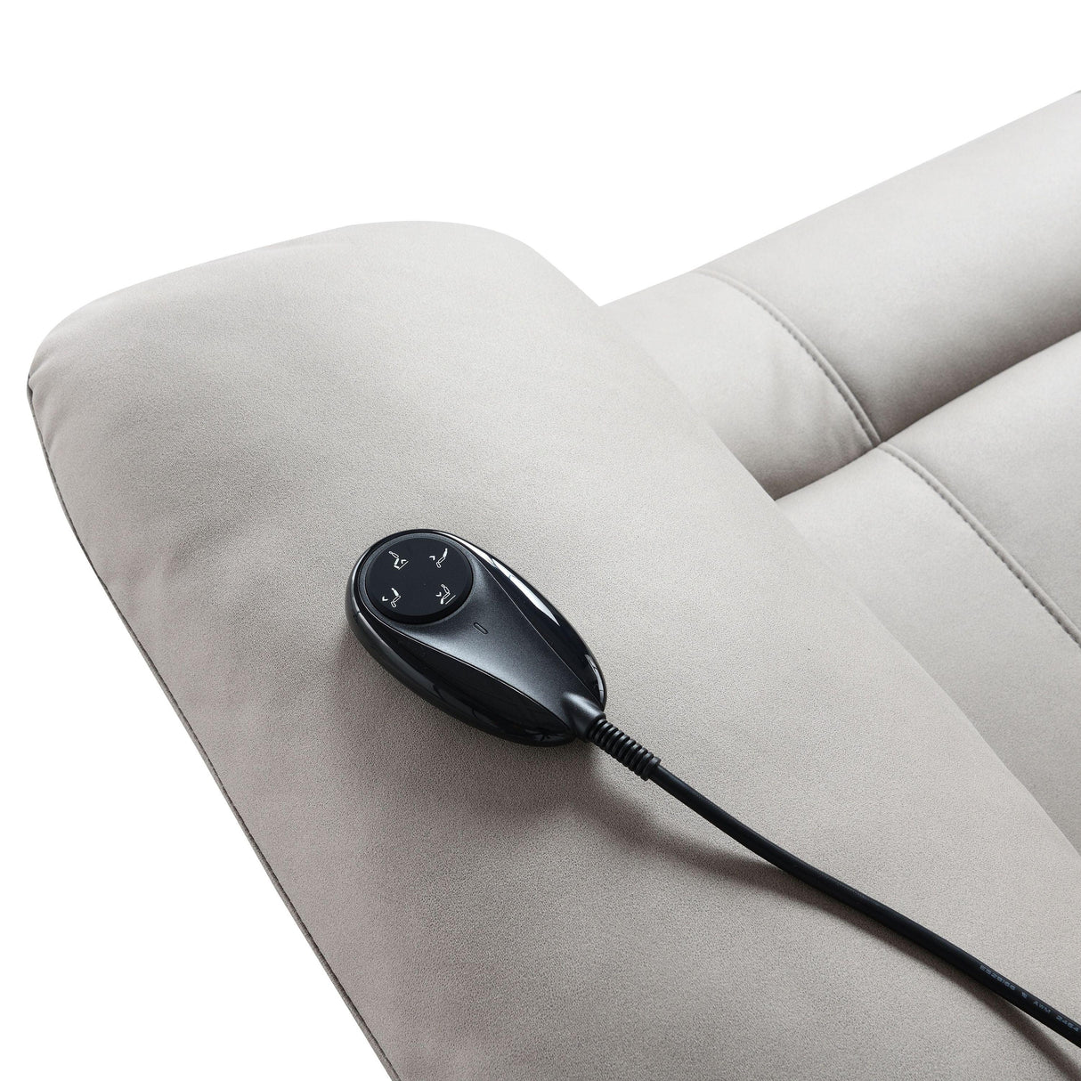 Light Gray Polished Microfiber Power Lift Heating Massage Chair - Omega Lifestyles