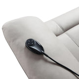 Light Gray Polished Microfiber Power Lift Heating Massage Chair - Omega Lifestyles