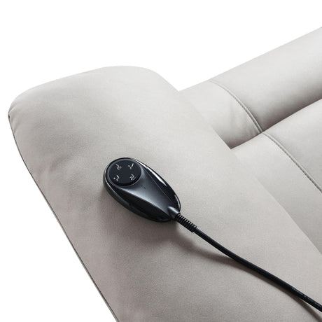 Light Gray Polished Microfiber Power Lift Heating Massage Chair - Omega Lifestyles