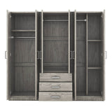 6-Doors Modern Gray Wooden Wardrobe Storage Cabinet - Omega Lifestyles