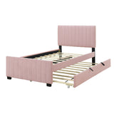 Twin Velvet Upholstered Platform Bed With Twin Trundle - Omega Lifestyles