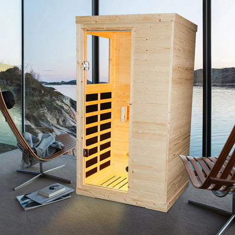Single Person Spruce Wood Far Infrared Sauna - Omega Lifestyles
