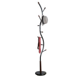 Arles Black Metal And Walnut Wood Standing Coat Rack - Omega Lifestyles