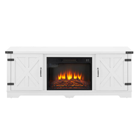 Modern Farmhouse White Fireplace TV Stand Console - Sleep Galleria