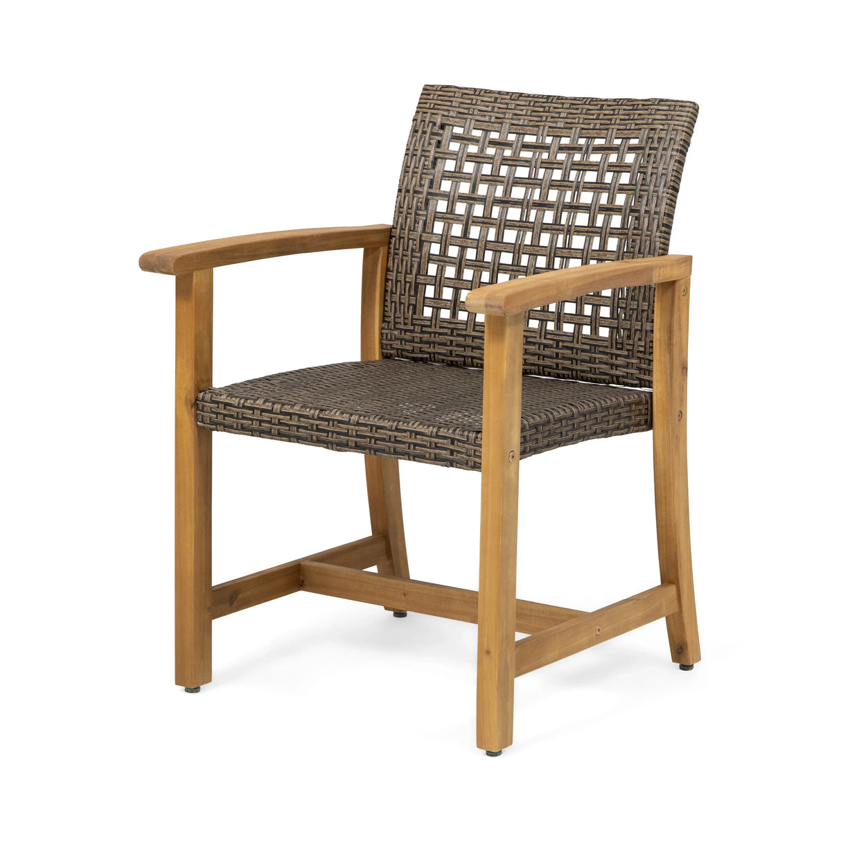 Pair Of Acacia Wood And Wicker Dining Chairs - Omega Lifestyles