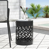 Modern Black Powder-Coated Iron Outdoor End Table - Omega Lifestyles