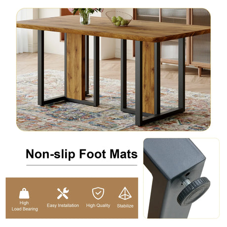 Wood-Textured MDF Dining Table Set With 4 Fabric Chairs - Omega Lifestyles