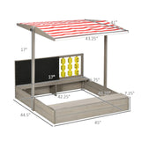 Wooden Kids Sandbox With Adjustable Canopy Cover - Omega Lifestyles