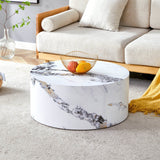 12-Inch White Patterned Cylindrical MDF Coffee Table - Omega Lifestyles
