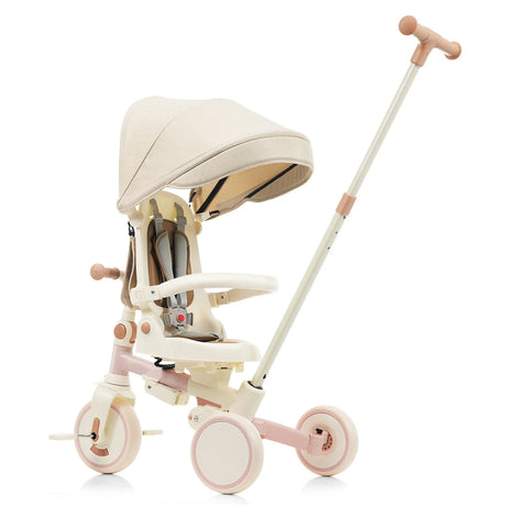 7-In-1 Foldable Aluminum Alloy Baby Tricycle With Canopy - Omega Lifestyles