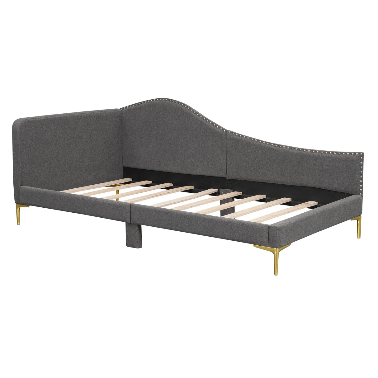 Twin Upholstered Linen Wood Frame Daybed With Armrest - Omega Lifestyles
