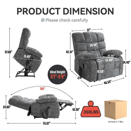 Medium-Firm Power Lift Massage Recliner Chair With Heat - Omega Lifestyles