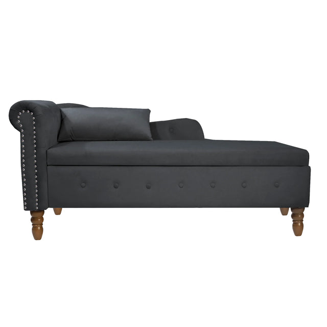Classic Velvet Storage Chaise Lounge With Pillow - Omega Lifestyles