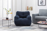 Soft Teddy Fabric Tufted Foam Bean Bag Chair Dark Blue - Omega Lifestyles