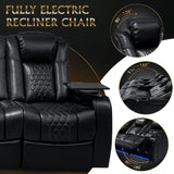 Power Recliner Genuine Leather Fully Adjustable With RGB Lighting - Omega Lifestyles