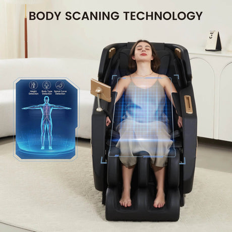 3D Massage Chair, Full Body Zero Gravity Recliner with SL Track, Yoga Stretching, Foot Rollers, Bluetooth, Heating, Black