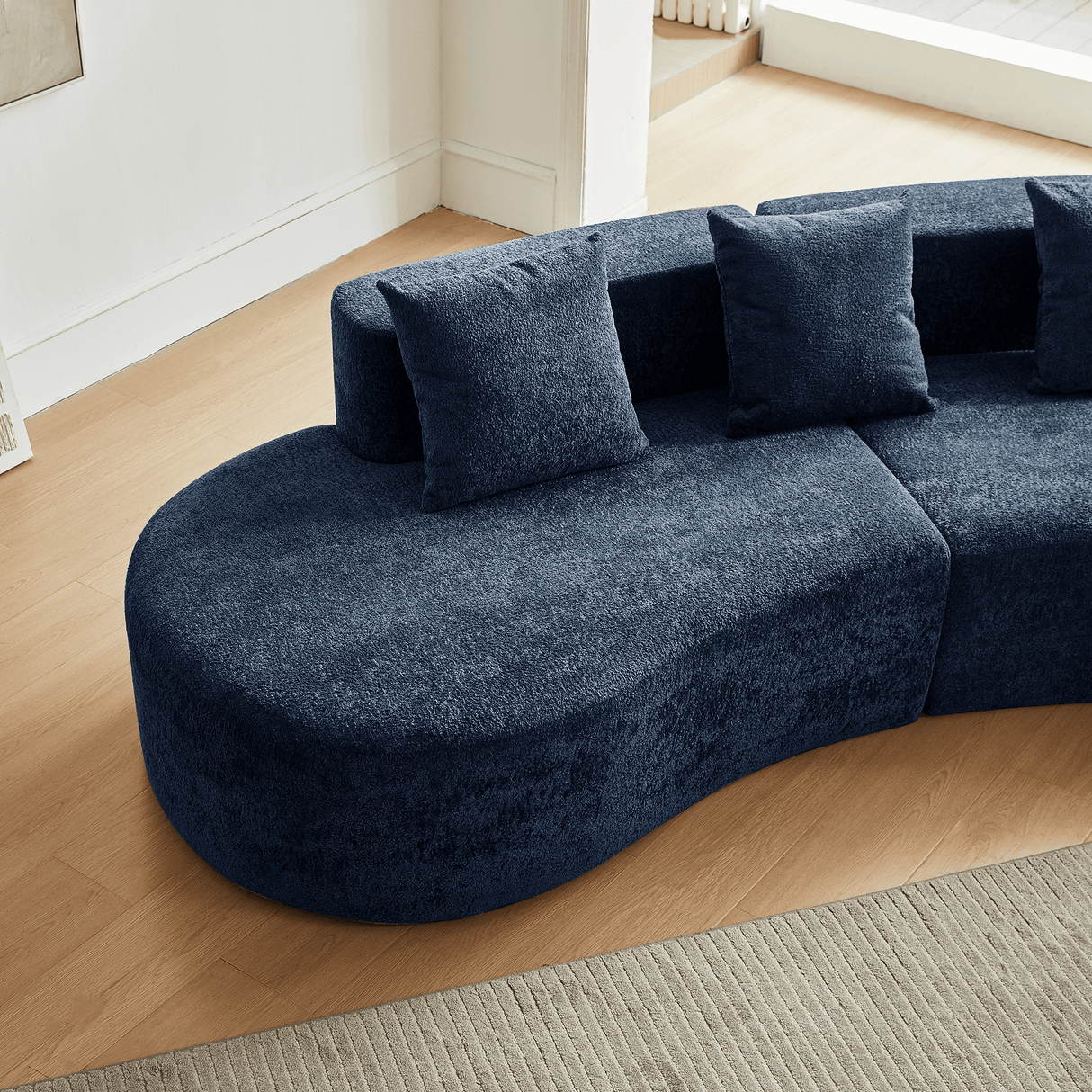 Modern Curved Velvet 5-Seater Armless Sectional Sofa - Omega Lifestyles
