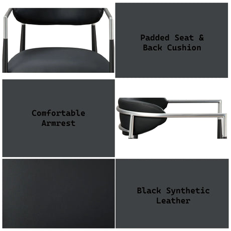 Pair Of Contemporary Black Faux Leather Arm Chairs - Omega Lifestyles