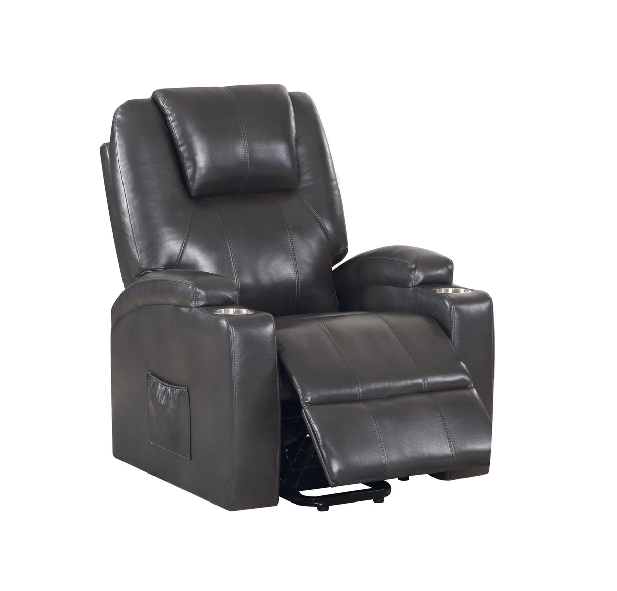 Gunmetal Faux Leather Power Lift Massage Recliner - Omega Lifestyles