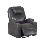 Gunmetal Faux Leather Power Lift Massage Recliner - Omega Lifestyles