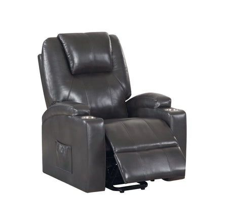 Gunmetal Faux Leather Power Lift Massage Recliner - Omega Lifestyles