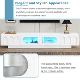 Smart LED White TV Stand With Storage Cabinets - Sleep Galleria