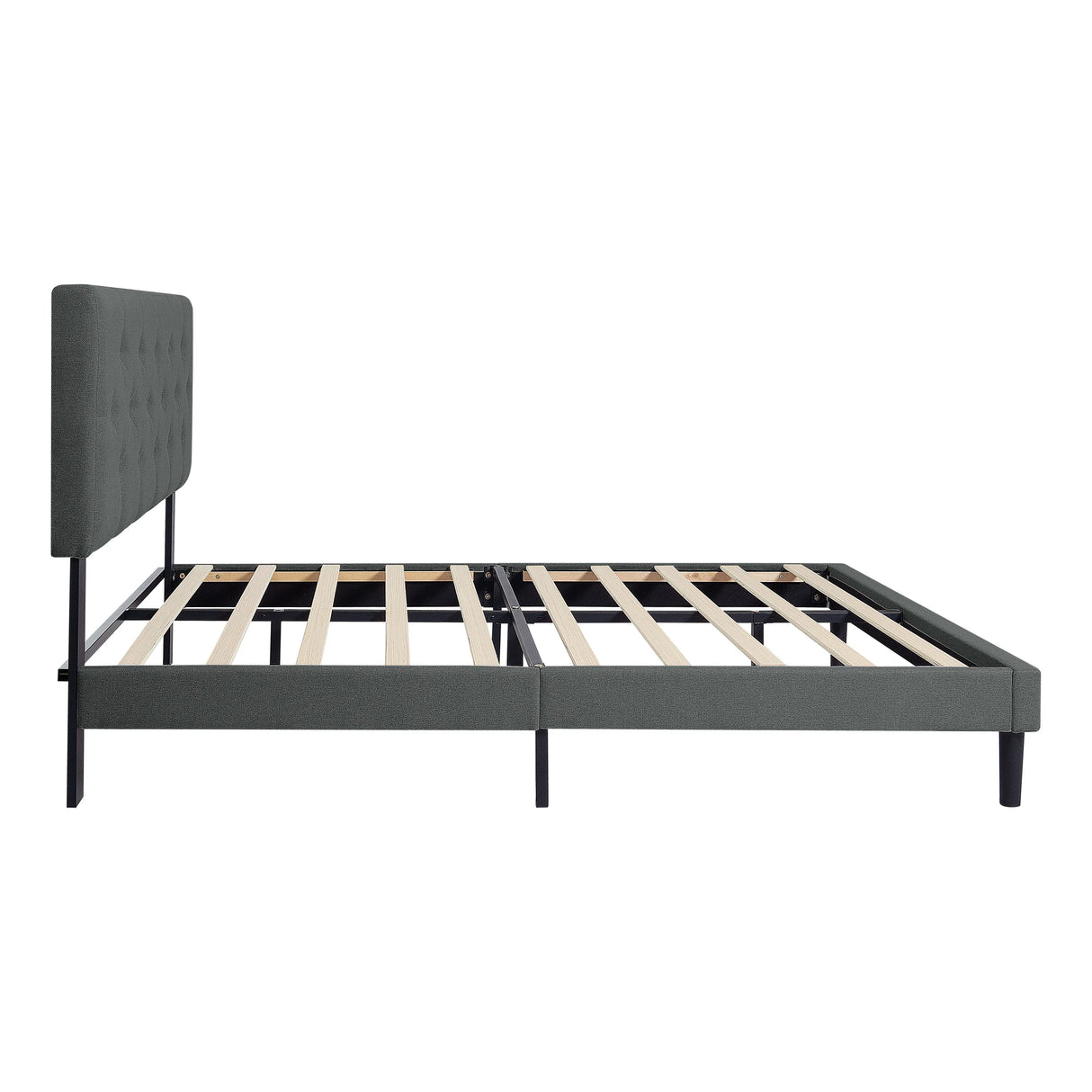 Twin Upholstered Linen Platform Bed Frame With Headboard - Omega Lifestyles