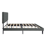 Twin Upholstered Linen Platform Bed Frame With Headboard - Omega Lifestyles