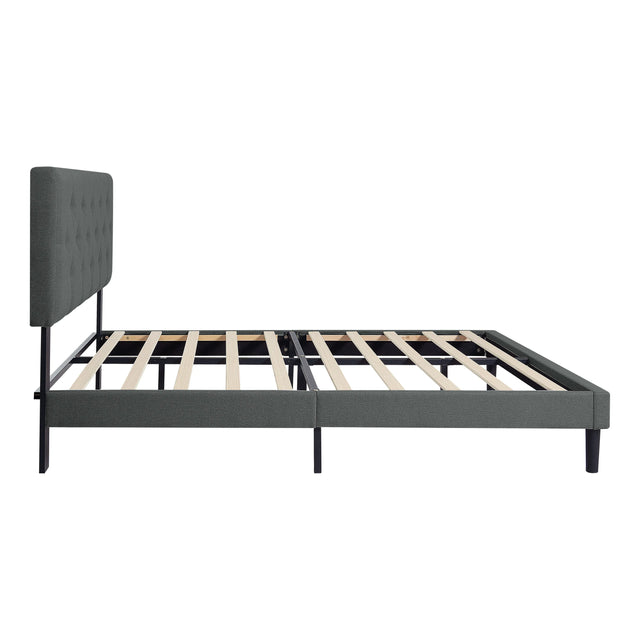 Twin Upholstered Linen Platform Bed Frame With Headboard - Omega Lifestyles