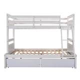 Twin Over Full Solid Wood White Bunk Bed With Storage - Omega Lifestyles