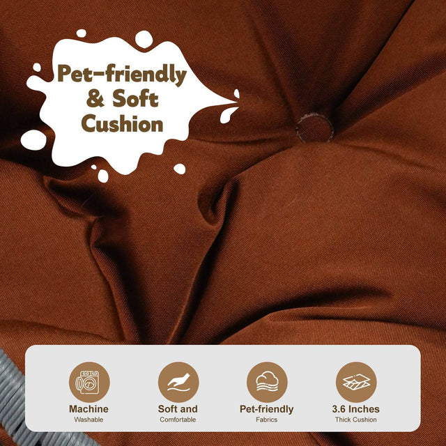 Indoor Hanging Cat Hammock Bed With Stand And Cushion - Omega Lifestyles