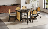 7-Piece Farmhouse Dining Table Set With Rattan Chairs - Omega Lifestyles
