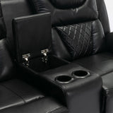 Manual Recliner Chair Faux Leather With Storage Cup Holders LED - Omega Lifestyles