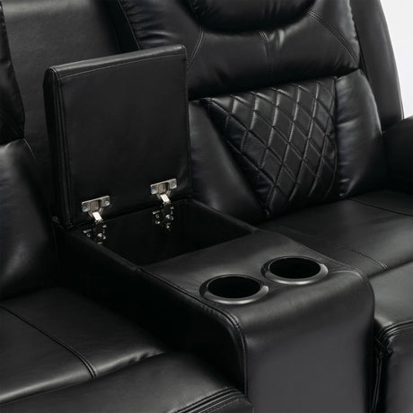 Manual Recliner Chair Faux Leather With Storage Cup Holders LED - Omega Lifestyles