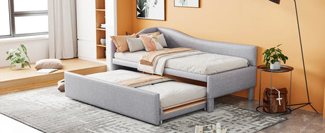 Twin Upholstered L-Shaped Daybed With Pop-Up Trundle - Omega Lifestyles