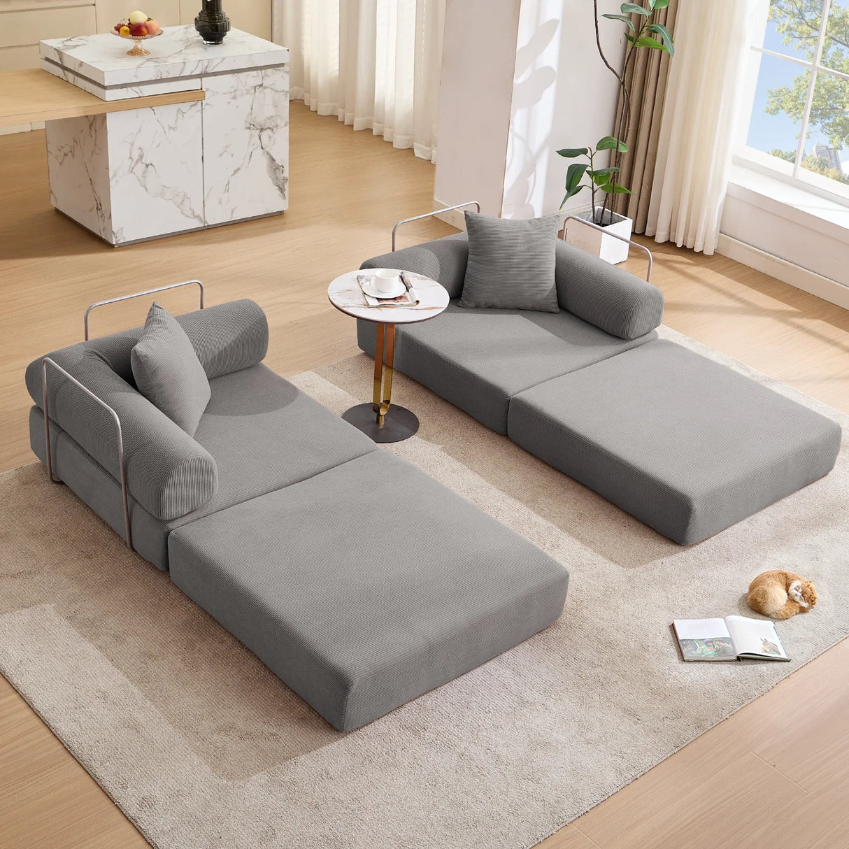 Modular Corduroy Folding Convertible Sofa Bed - Omega Lifestyles