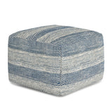 Teal Mélange Square Fabric Pouf Ottoman Seating - Omega Lifestyles