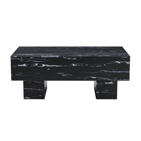 Modern Black Patterned MDF Rectangular Coffee Table - Omega Lifestyles