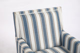 Vintage Blue White Striped Upholstered Accent Chair - Omega Lifestyles